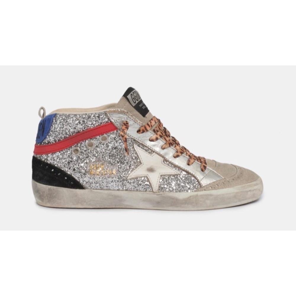 Golden Goose | silver glitter mid star sneakers
